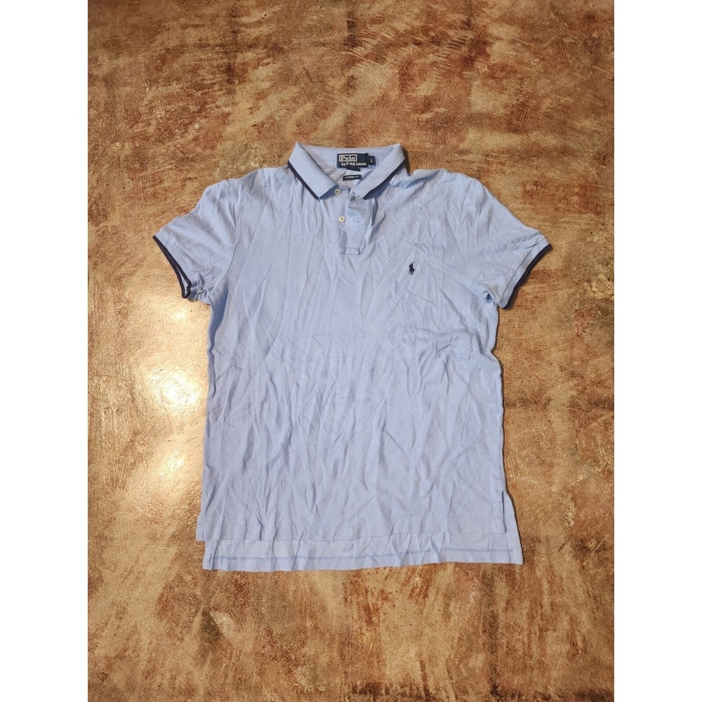 Vintage Polo Ralph Lauren Custom Fit‎ Light Blue Short Sleeve Polo Shirt **